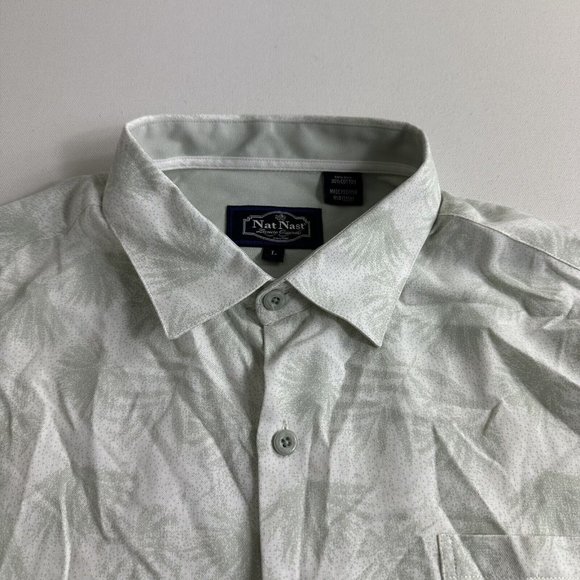 NAT NAST Silk Blend Short Sleeve‎ Camp Shirt Size Mens Size Large Green Floral - Picture 5 of 10